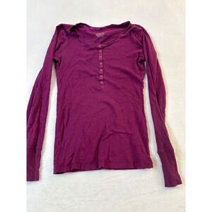 Y2K Aerie Long Sleeve Henley Top Burgundy Bella Swan Twilight Women's Small